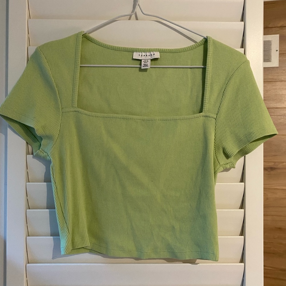 Topshop bright green crop top